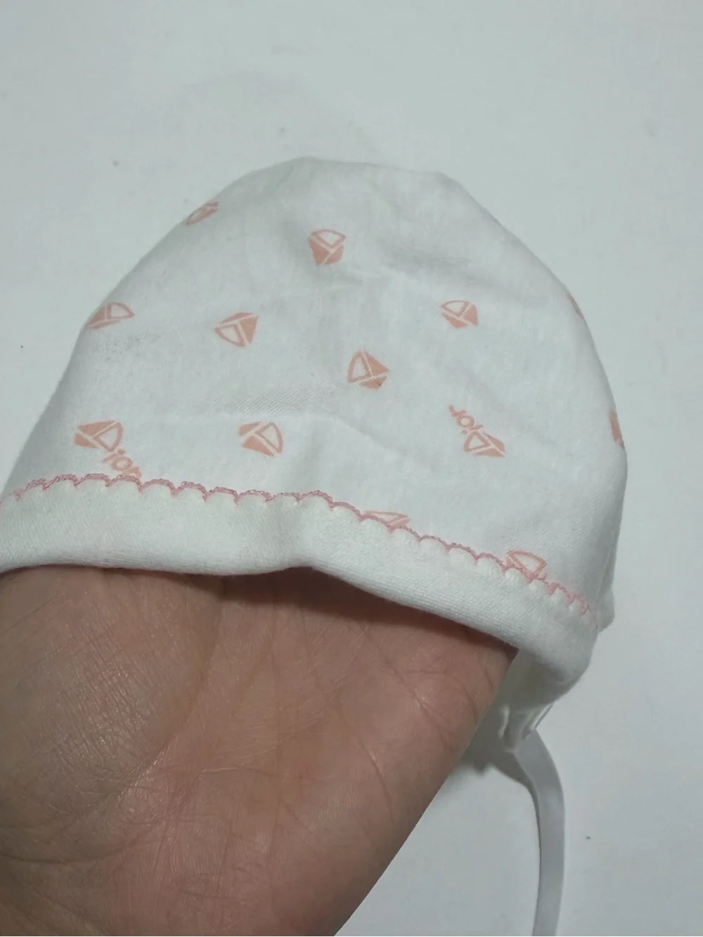 Baby Dior Girls White Pink Logo Bonnet Hat Designer